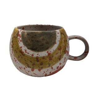 Art Studio Pottery Coffee Soup Mug-orange Grey-3.5"  x 5"  XL